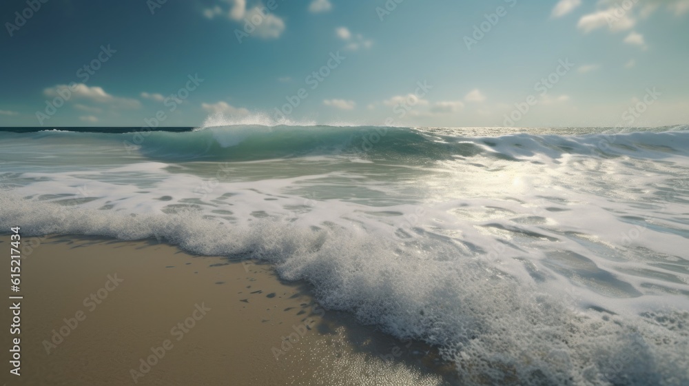 A wave breaking on a tranquil beach