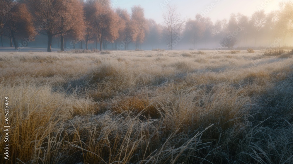 The first frost of winter covering a meadow The first frost of winter covering a meadow