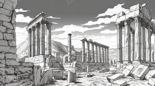 Wallpaper Mural Ancient ruins in Greece . Fantasy concept , Illustration painting. Torontodigital.ca