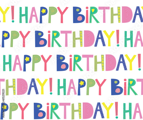 Vector colorful birthday seamless pattern design for gift wrap and other