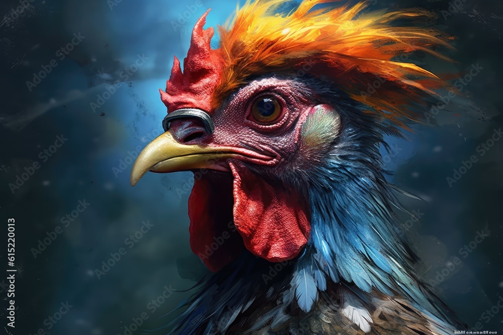 A rooster wearing trendy glasses