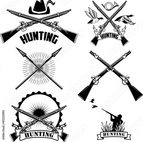 Set of hunting labels and emblems