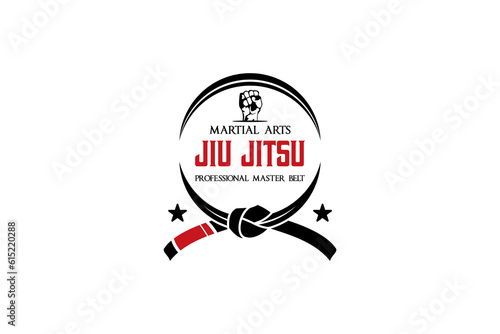 Circular jiu jitsu martial arts belt logo design for mixed martial arts academy or school logo photo