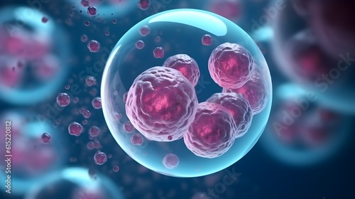 Human cells in blue background