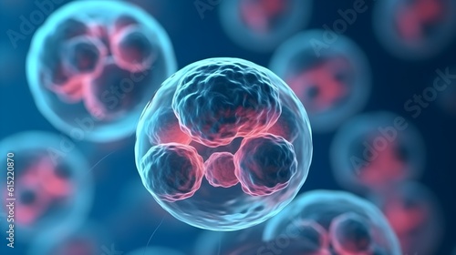 Human cells in blue background photo