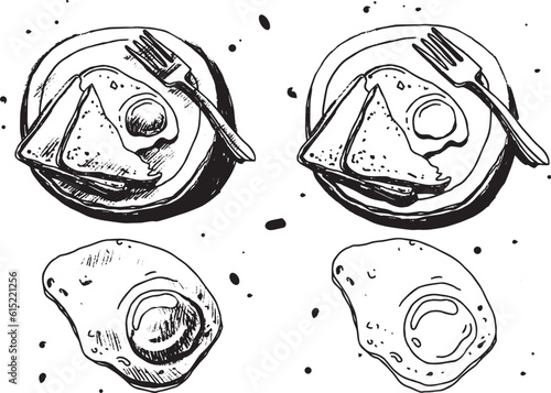 Hand drawn breakfast for healthy lifestyle design.