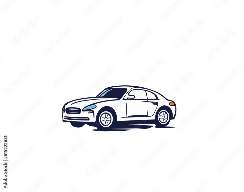 Vector illustration of cartoon typical car on isolated background