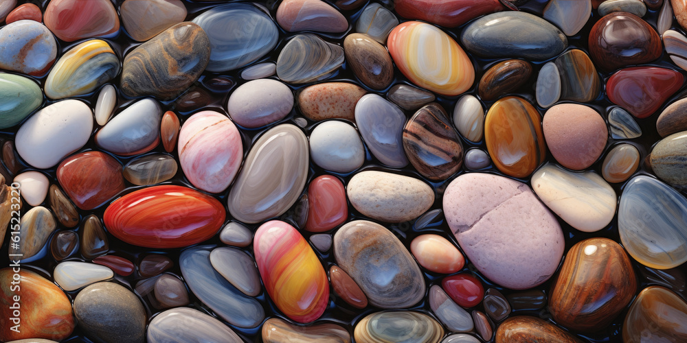 River pebbles background. Generative AI River pebbles background. Generative AI