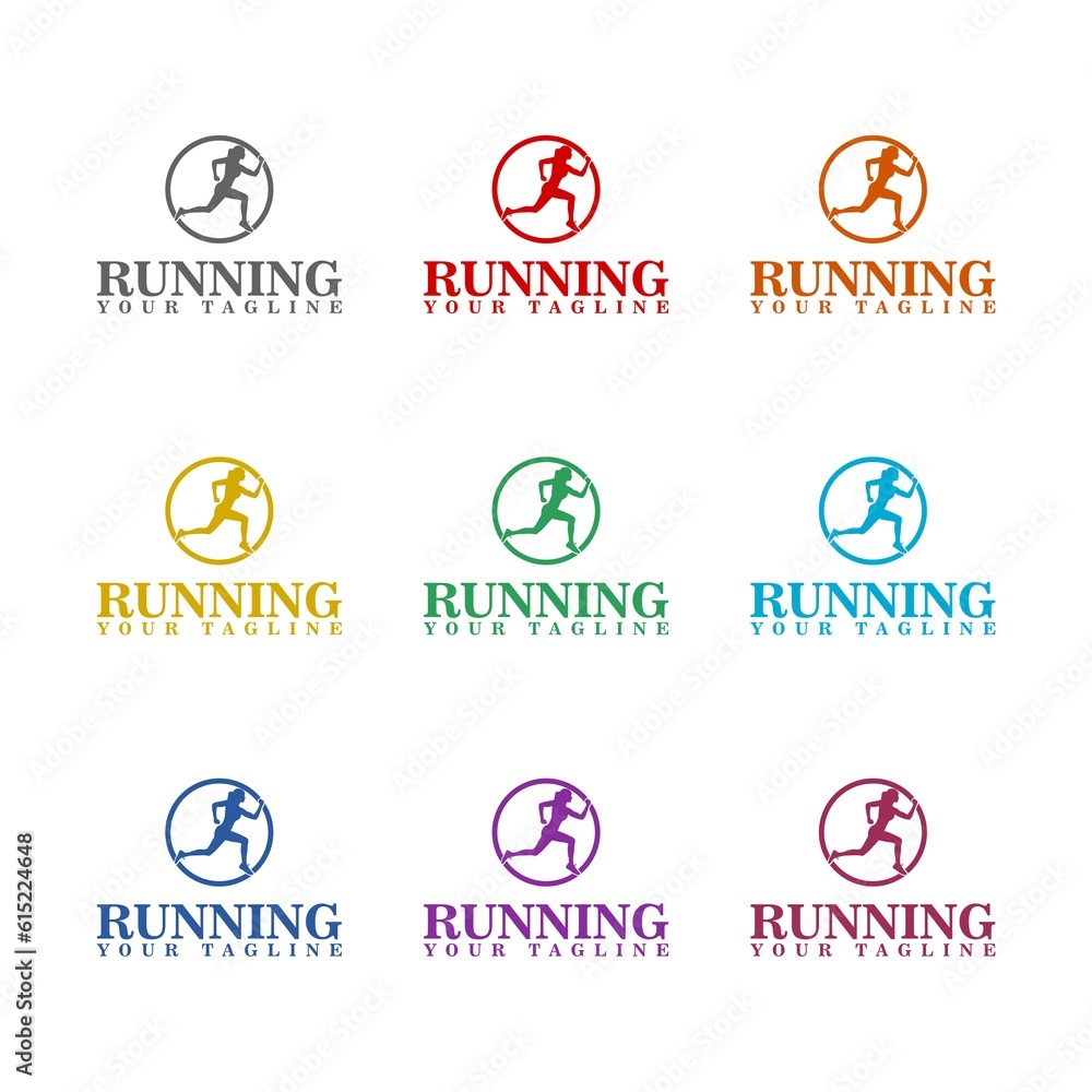 Running logo template icon isolated on white background. Set icons colorful Running logo template icon isolated on white background. Set icons colorful