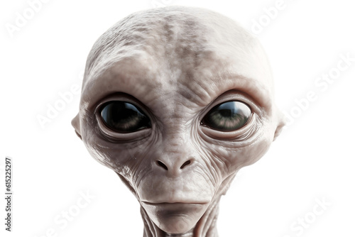 Alien Face Shot Isolated on a Transparent Background. AI