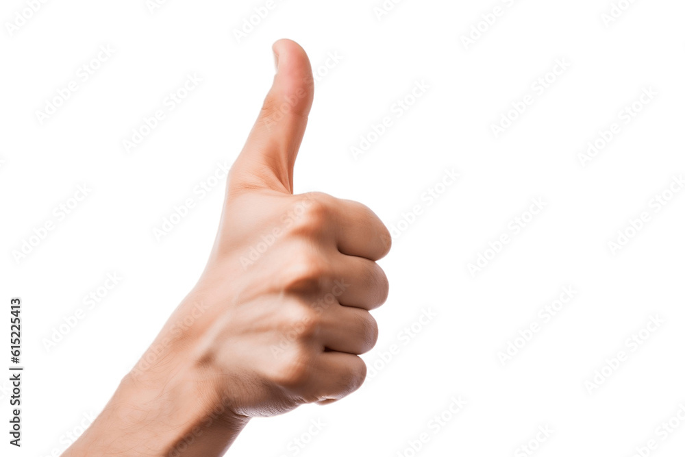 Thumbs Up Hand Isolated on a Transparent Background. AI