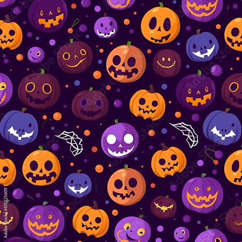 Halloween pumpkin in purple, orange and brown. Dark background minimal concept. Generative AI