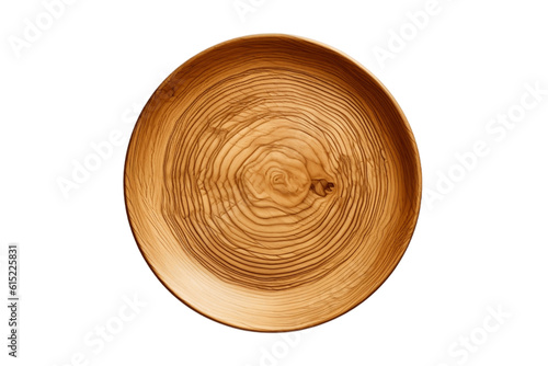 Wooden Plate Isolated on a Transparent Background. AI