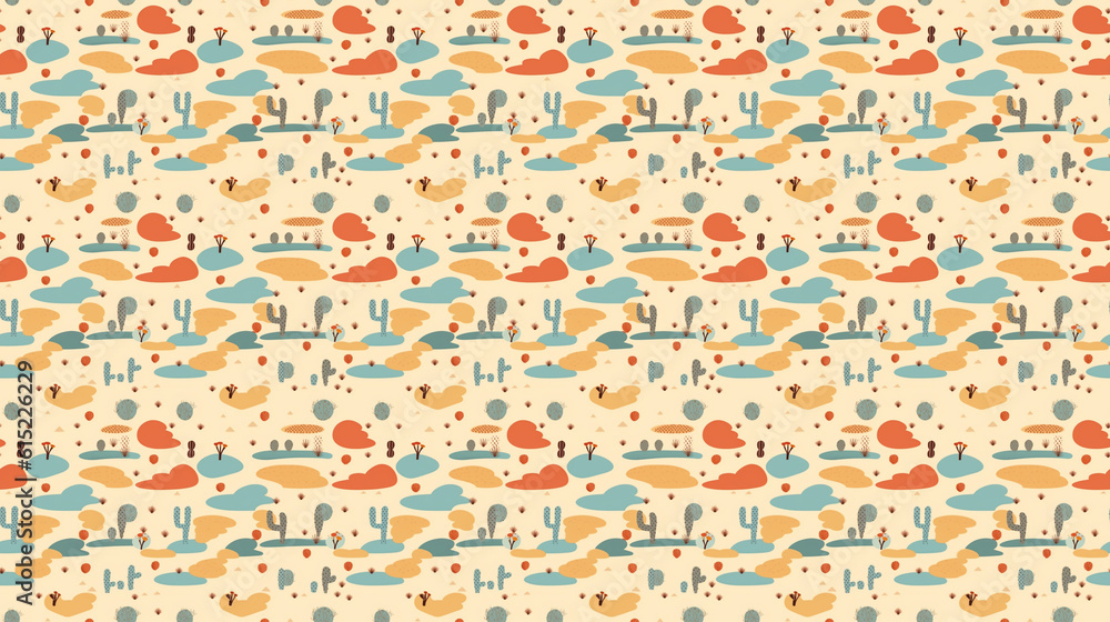 Seamless desert pattern, created with AI Generative Technology Seamless desert pattern, created with AI Generative Technology