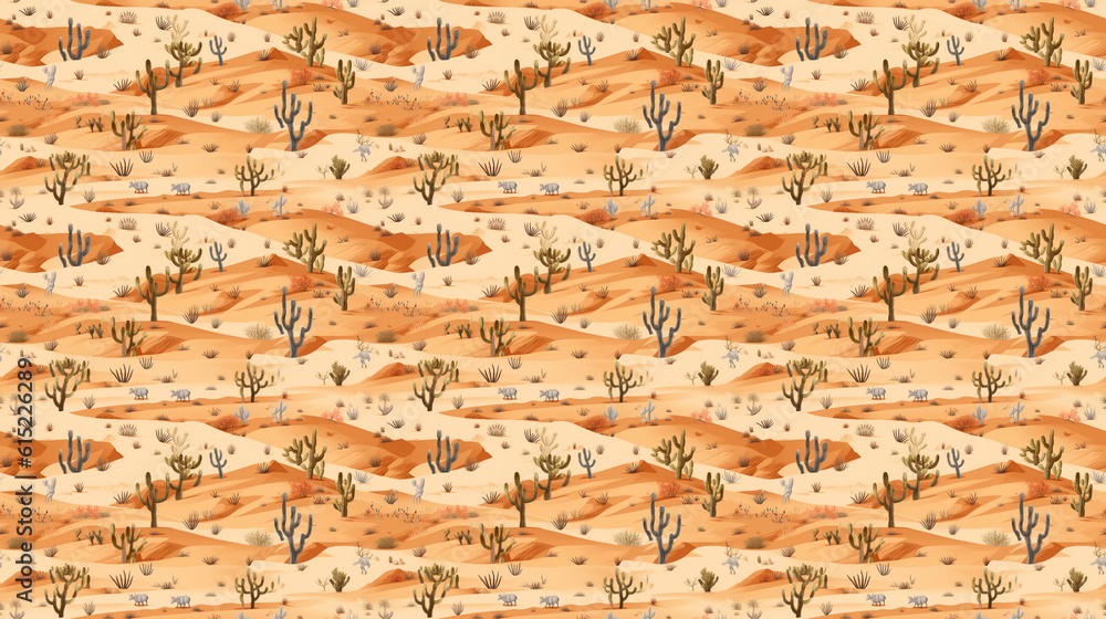 Seamless desert pattern, created with AI Generative Technology Seamless desert pattern, created with AI Generative Technology
