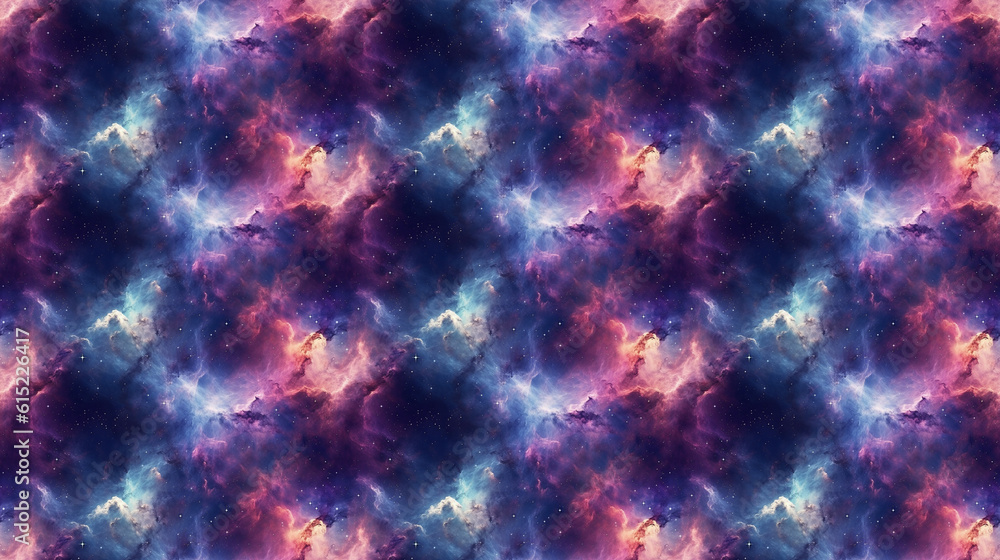 Seamless galaxies pattern, created with AI Generative Technology