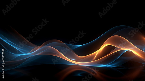 Dark background with glowing waves. Lines of Light