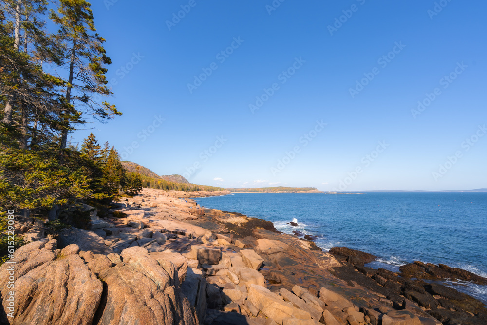 Acadia National Park in Fall near Bar Harbor, Maine: Coastline
