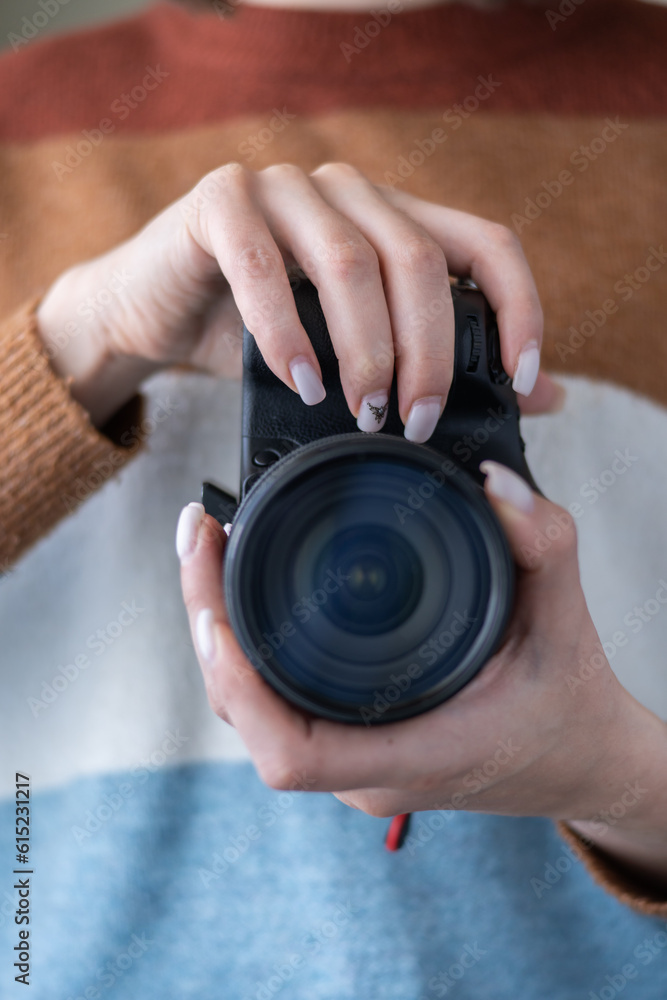 Photographers stand ready to work and In the photographer's hand there is a camera. Photographers stand ready to work and In the photographer's hand there is a camera.