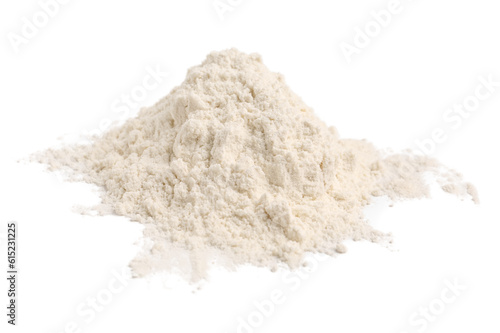 Pile of wheat flour on white background