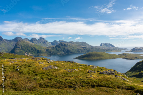 Beautiful landscape of the Lofoten Island from Ryten Mount, Norway