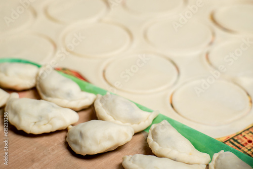 Homemade handmade dumplings close-up. Slovenian cuisine. photo