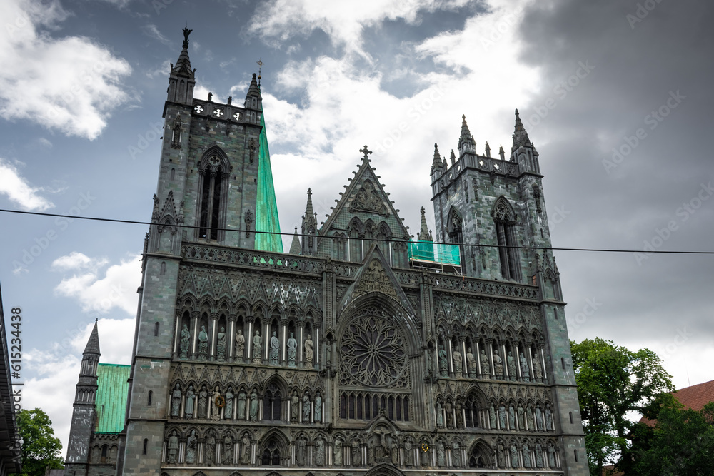 Facade of the gothic Nidaros Cathedral of Trondheim, Norway Facade of the gothic Nidaros Cathedral of Trondheim, Norway