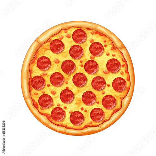 Classic salami pizza, vector, illustration.