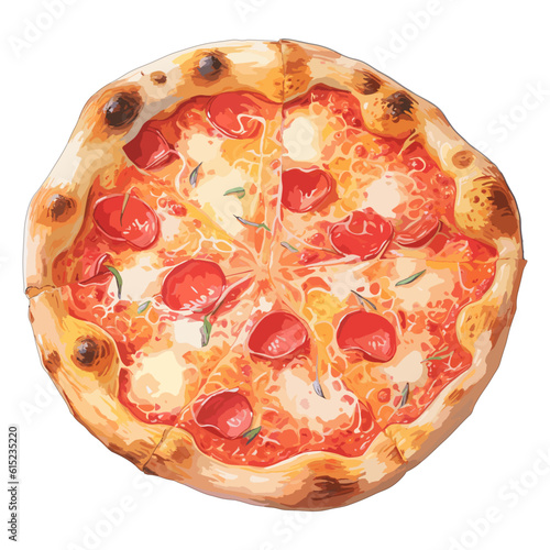 neapolitan pizza with big fluffy crust, vector, illustration.