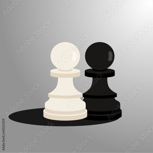 Chess game, white and black chess pieces - pawns