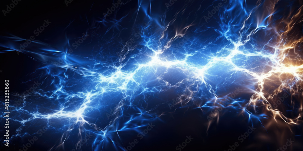 Blue electric lightning background. Generative AI
