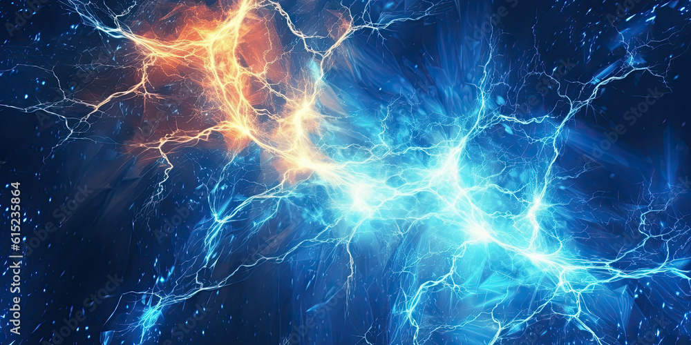 Blue electric lightning background. Generative AI Blue electric lightning background. Generative AI