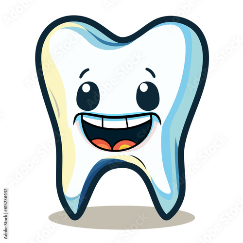 Happy tooth cartoon character with a smile vector illustration, Tooth cartoon, dental, dentist logo template, icon symbol mascot character vector image