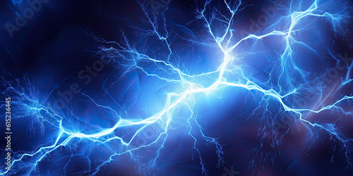 Blue electric lightning background. Generative AI