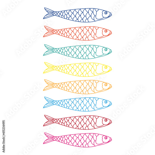 Sardine fish vector set, fish vector set