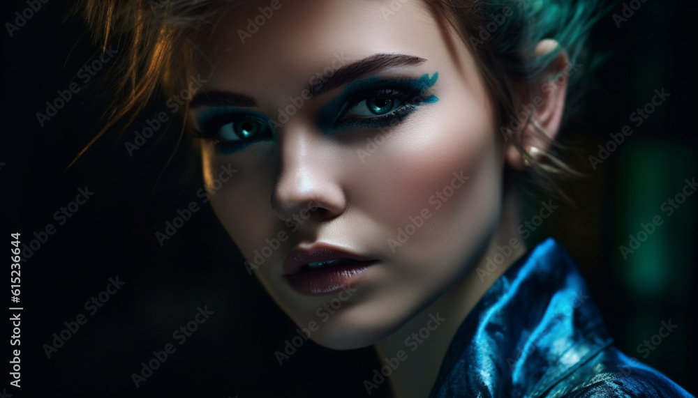 Naklejka premium Captivating beauty young adult fashion model exudes sensuality and elegance generated by AI