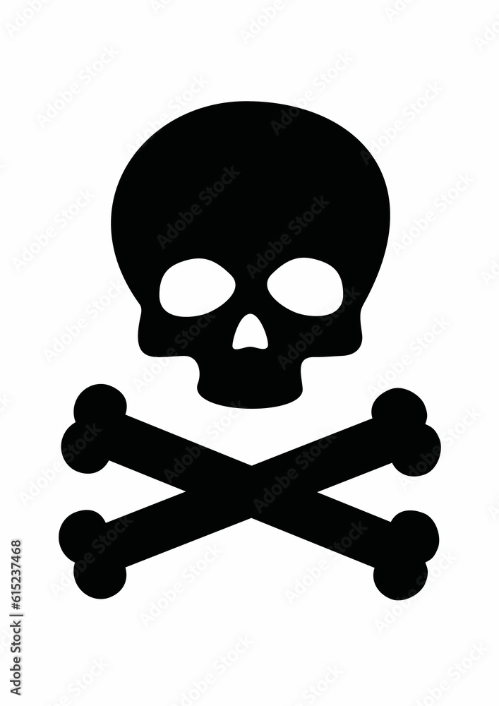 SKULL WITH CROSSBONES, POISON PICTOGRAM IN BLACK COLOR SKULL WITH CROSSBONES, POISON PICTOGRAM IN BLACK COLOR