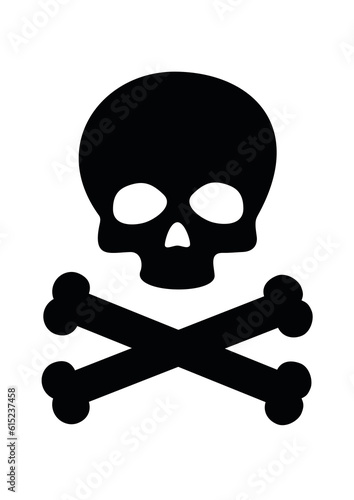 SKULL WITH CROSSBONES, POISON PICTOGRAM IN BLACK COLOR, PNG
