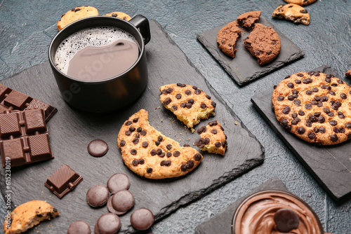 Cup of coffee with cookies,...