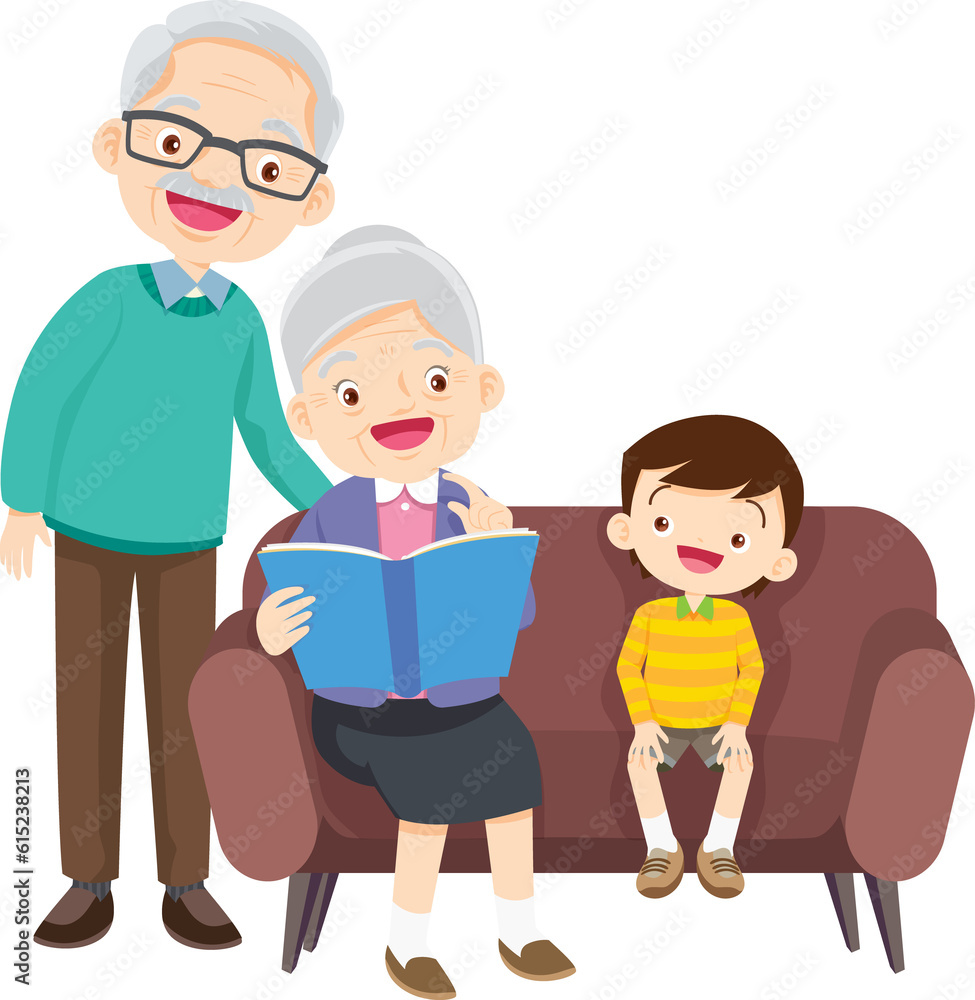 cute family sitting on sofa reading a book together cute family sitting on sofa reading a book together
