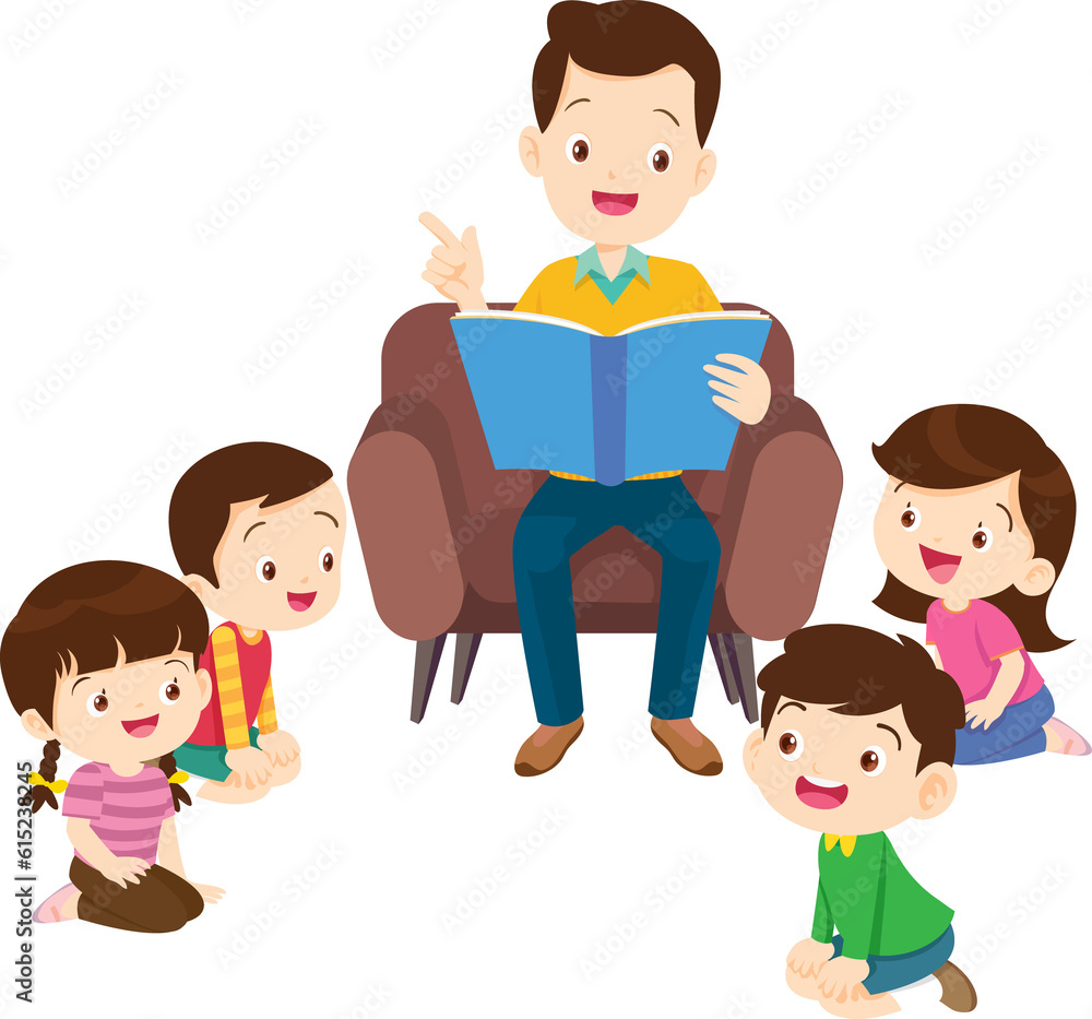 cute family sitting on sofa reading a book together cute family sitting on sofa reading a book together
