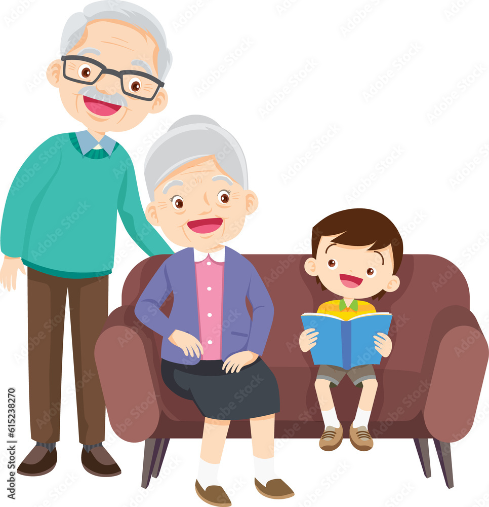 cute family sitting on sofa reading a book together cute family sitting on sofa reading a book together