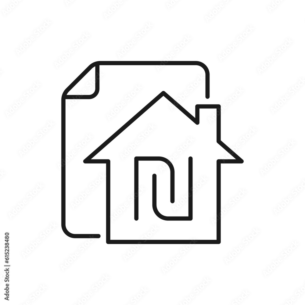 Shekel sign with house and paper. Home insurance, mortgage icon line style isolated on white background. Vector illustration Shekel sign with house and paper. Home insurance, mortgage icon line style isolated on white background. Vector illustration