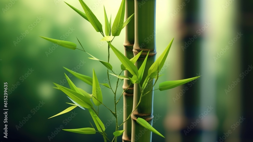 Fototapeta premium Green bamboo background. Generative AI