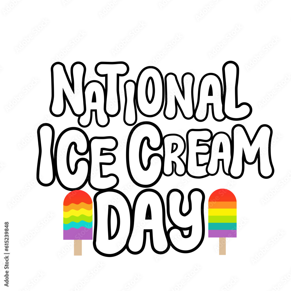 National Ice Cream Day text typography, calligraphy, lettering