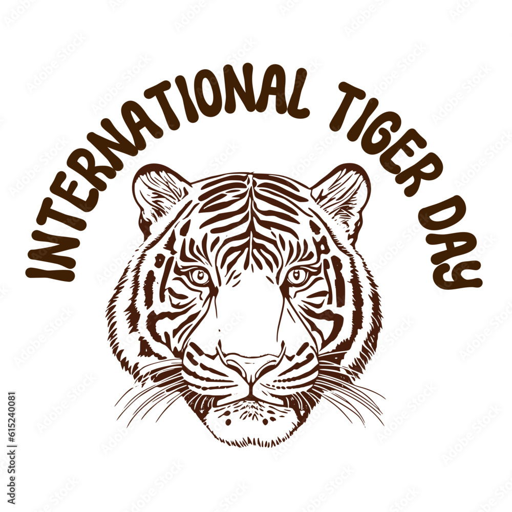 International Tiger Day text typography, calligraphy, lettering