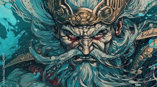 Ancient Norse mythology and gods . Fantasy concept , Illustration painting.