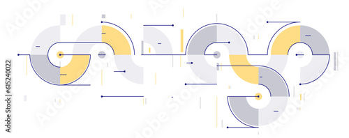Abstract vector geometric background in tech mechanical engineering blueprint style, digital system wallpaper, technology mechanism dynamic draw.