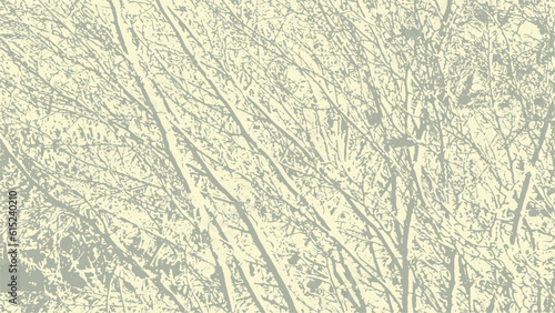 Vector abstract dirty grunge background with tree branches chaotic tangled in winter with snow on it.