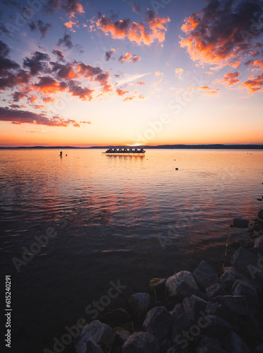 Obraz na płótnie Amazing sunset over lake Balaton, Hungary in summer w salonie